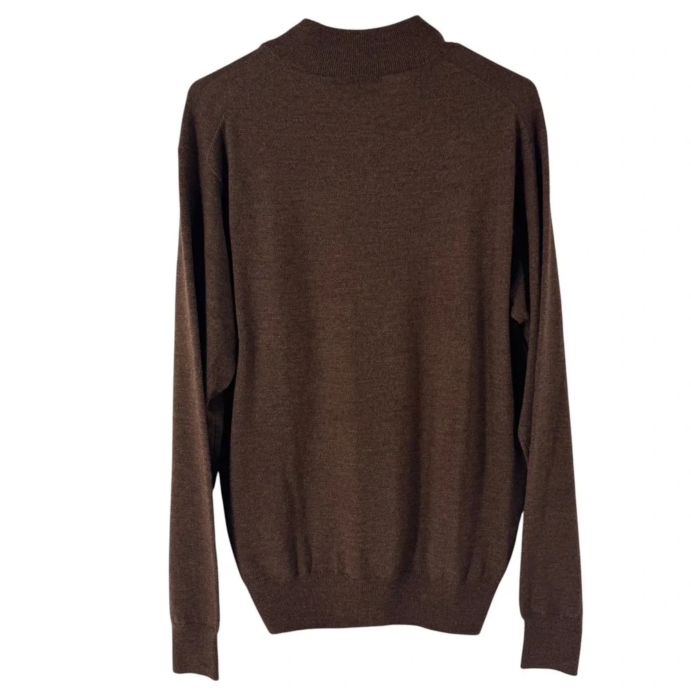 Peter Millar Mens Brown 100% Extrafine Italian Merino Wool Quarter Zip Sweater M